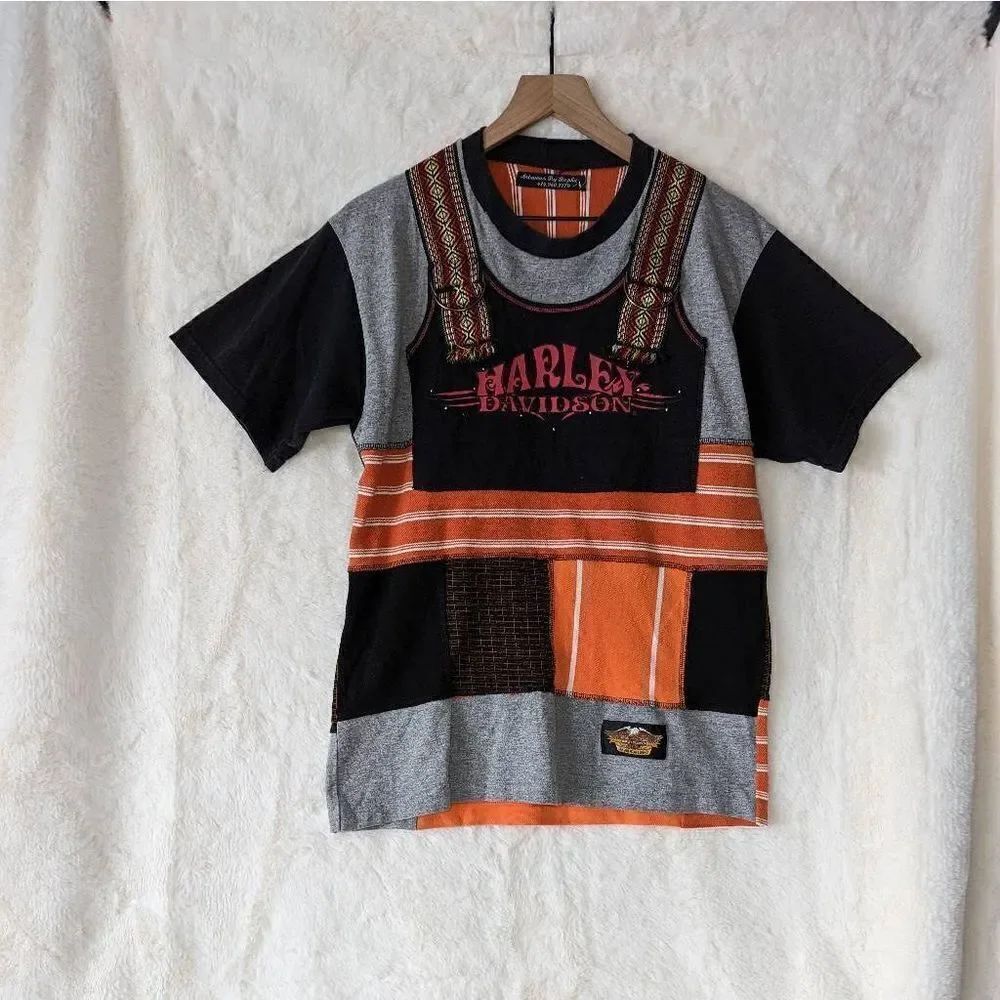 Handcrafted Harley Davidson Patchwork Shirt Designed by Artwear by Stephanie Siz